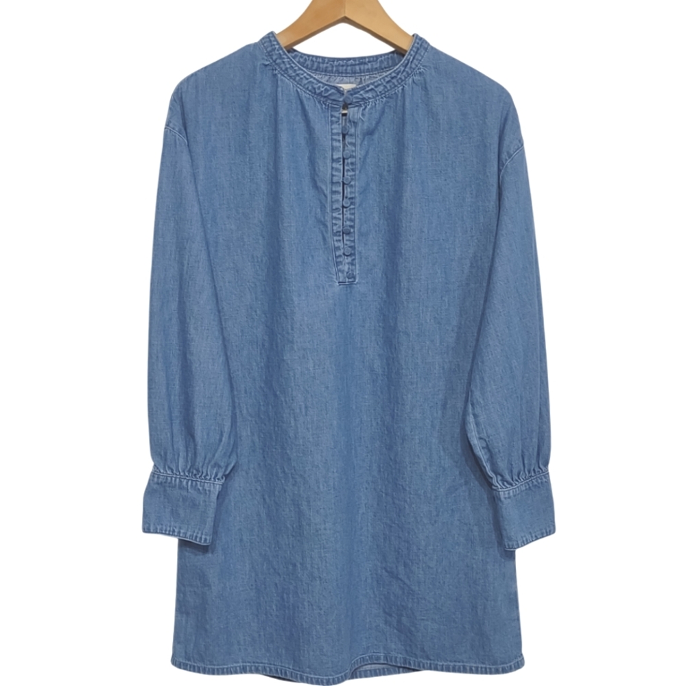 J Crew Denim Dress Size Medium Blue Jeans Long Sleeve 100% Cotton Lightweight - Picture 5 of 10